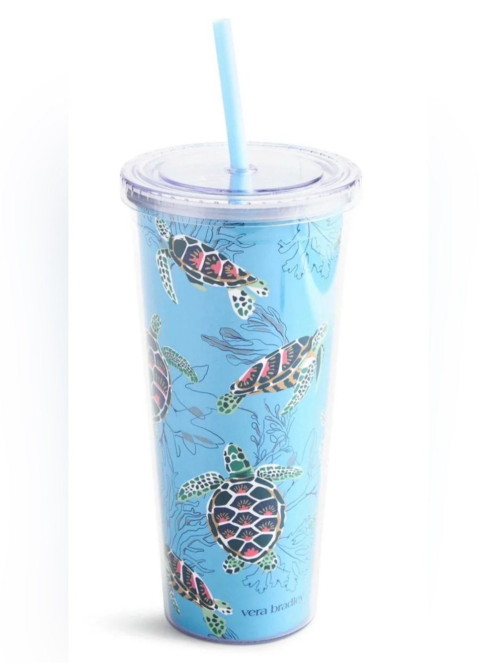 NWT: Vera Bradley Light Blue Sea Turtle Insulated Tumbler with Straw